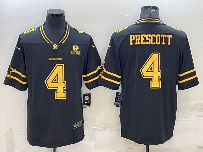 Men Dallas Cowboys #4 Prescott Black Gold 2022 Nike Limited Vapor Untouchable NFL Jersey